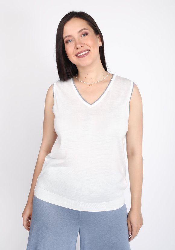 Топ тонкой вязки  с V-образным вырезом шир.  580, рис. 5