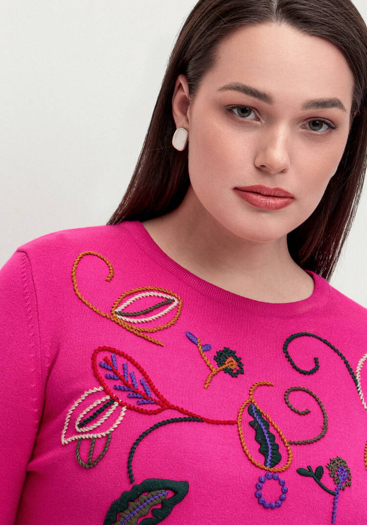 Джемпер с яркой абстрактной вышивкой шир.  750, рис. 12