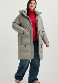 Пуховик стеганый с асимметричными карманами