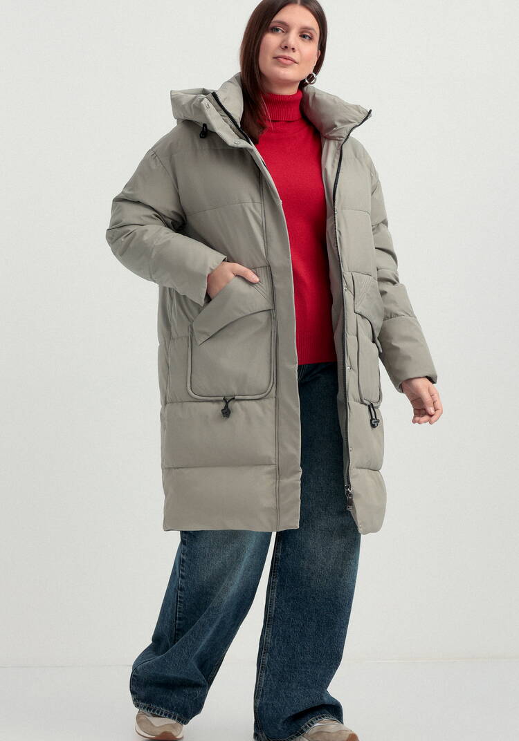 Пуховик стеганый с асимметричными карманами шир.  750, рис. 31