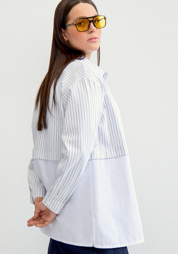 Рубашка с отрезной кокеткой в полоску шир.  580, рис. 8