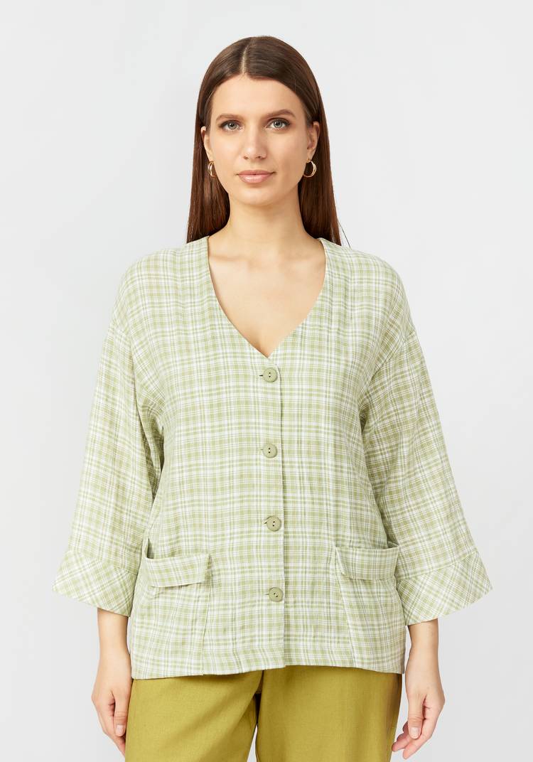 Пиджак в клетку из хлопка шир.  750, рис. 10