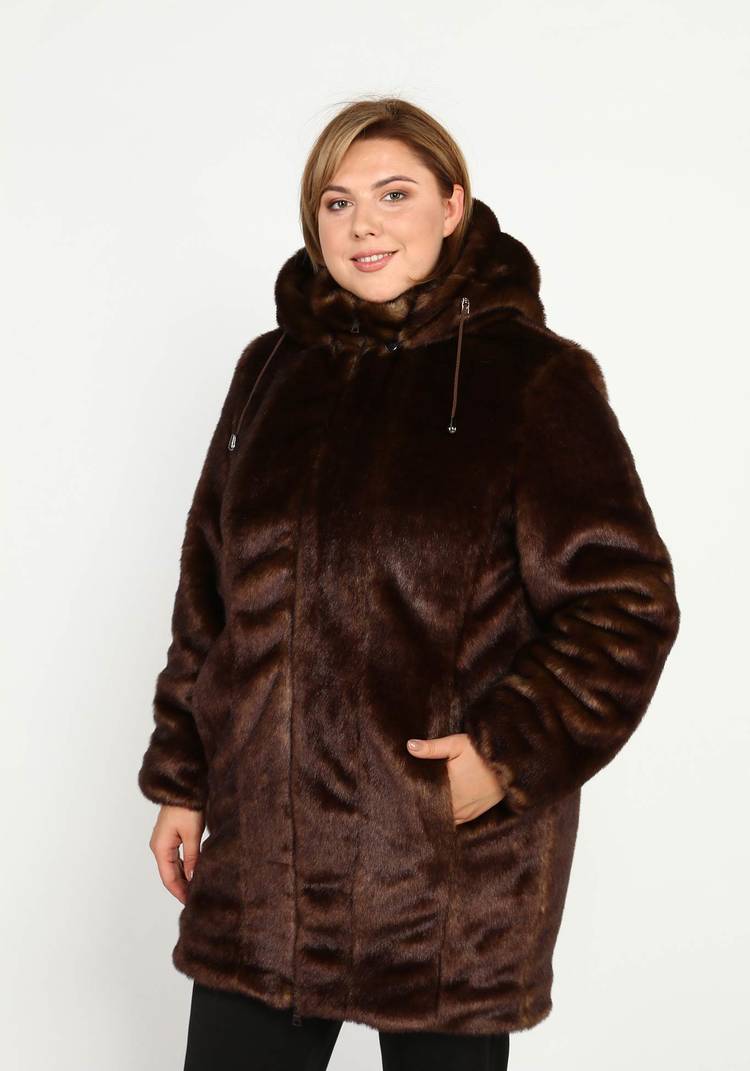 Шуба на молнии из эко-меха с капюшоном шир.  750, рис. 8