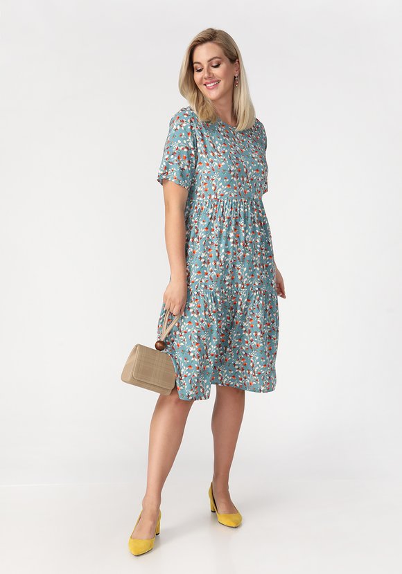 Платье с отрезной талией и коротким рукавом шир.  580, рис. 17