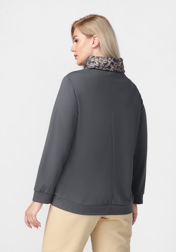 Джемпер с контрастным воротником хомут шир.  580, рис. 14