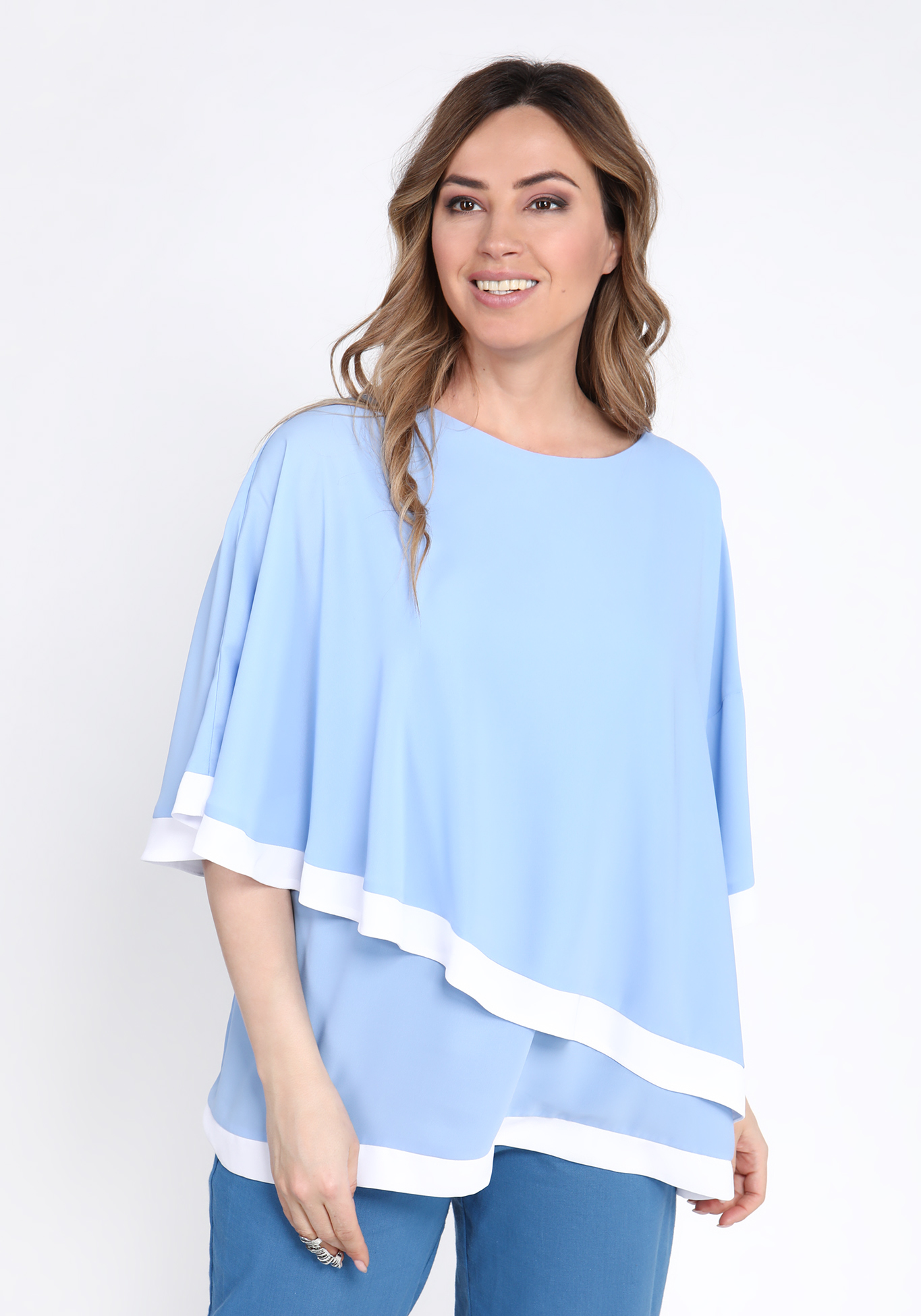 Блуза с кантом Bianka Modeno, размер 52, цвет коралловый - фото 6