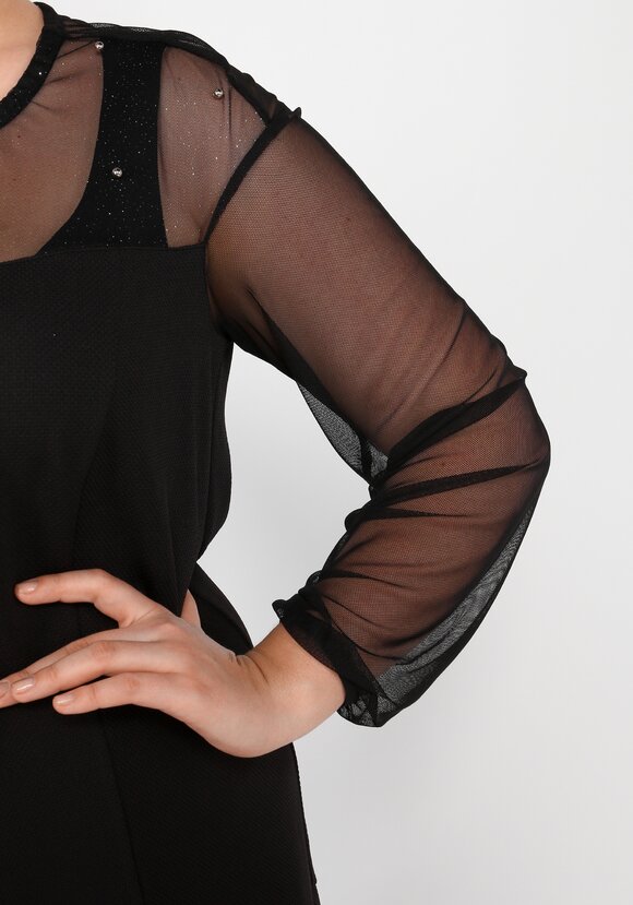 Платье прямого кроя с декоративной сеткой шир.  580, рис. 4