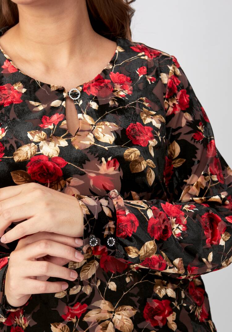 Блуза с бархатным принтом шир.  750, рис. 5