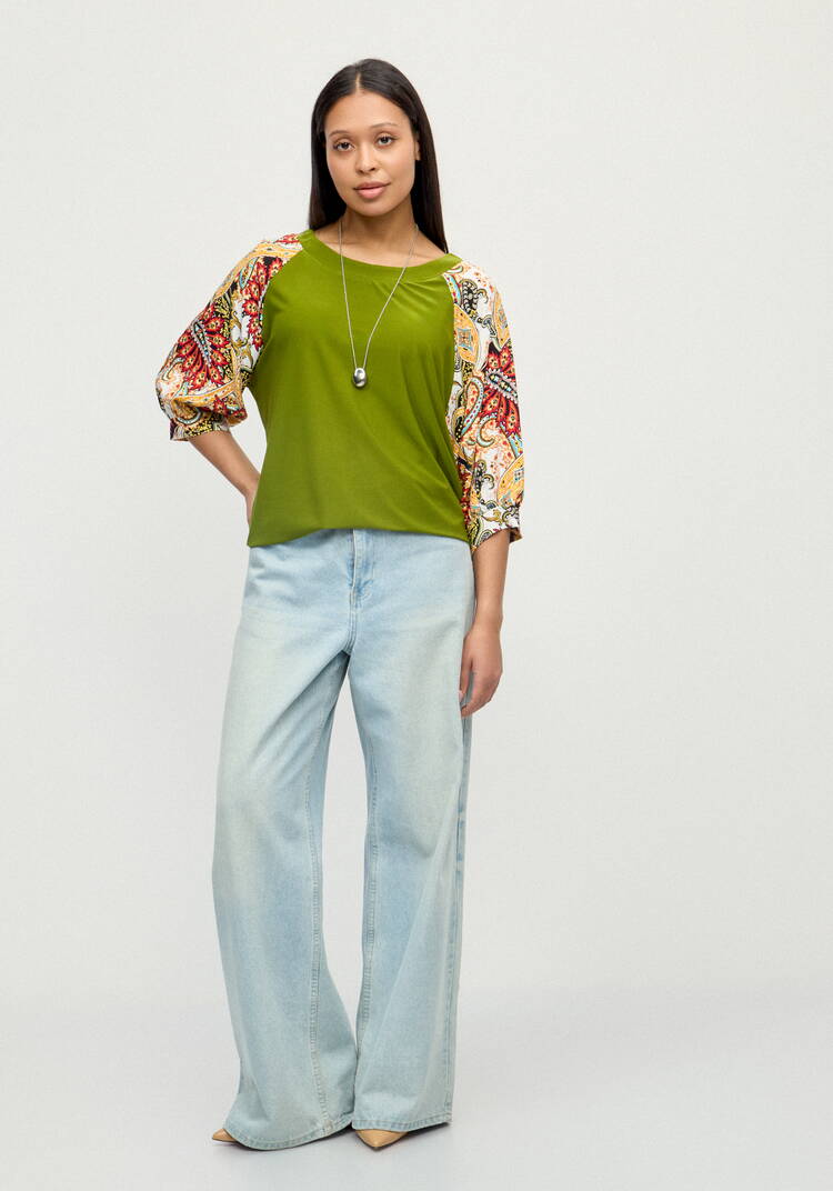 Блуза с цветными рукавами шир.  750, рис. 2