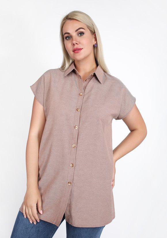 Блуза однотонная на пуговицах А-силуэта шир.  580, рис. 8