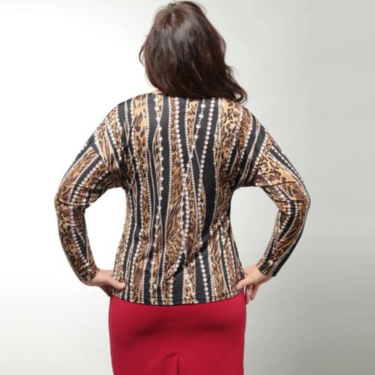 Блуза с принтом леопард-жемчуг шир.  750, рис. 2