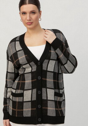 Кардиган с рисунком шахматная клетка