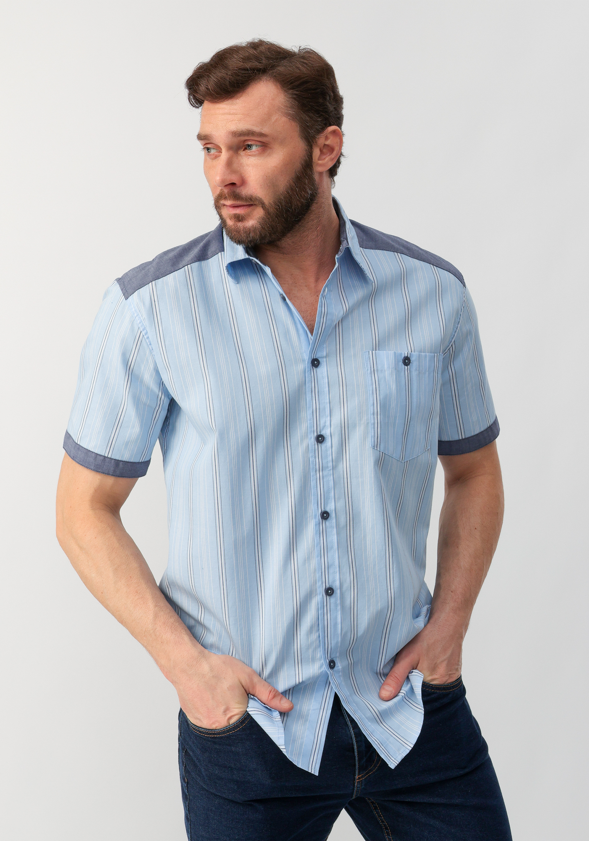 Рубашка "Бруно" ATLAS FOR MEN, цвет голубой, размер 52-54