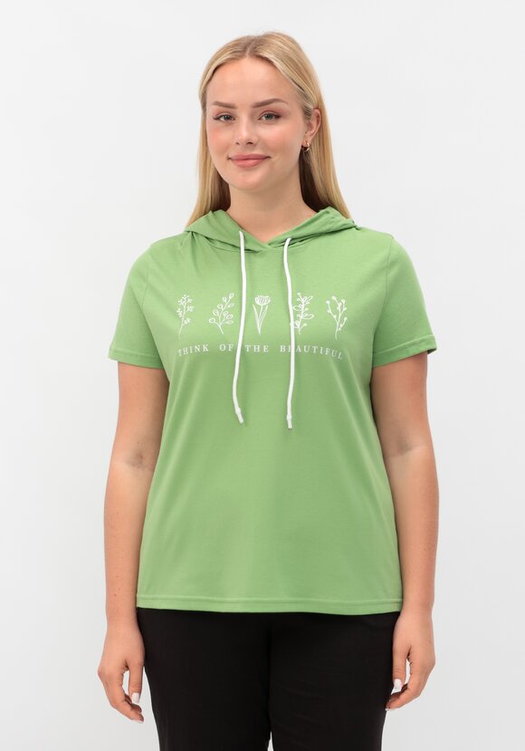 Футболка с капюшоном и лаконичным принтом шир.  580, рис. 4