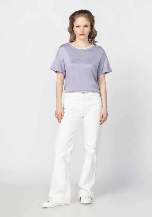 Футболка с отделкой по горловине шир.  580, рис. 22