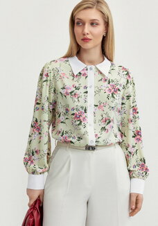 Блуза с контрастным воротникoм