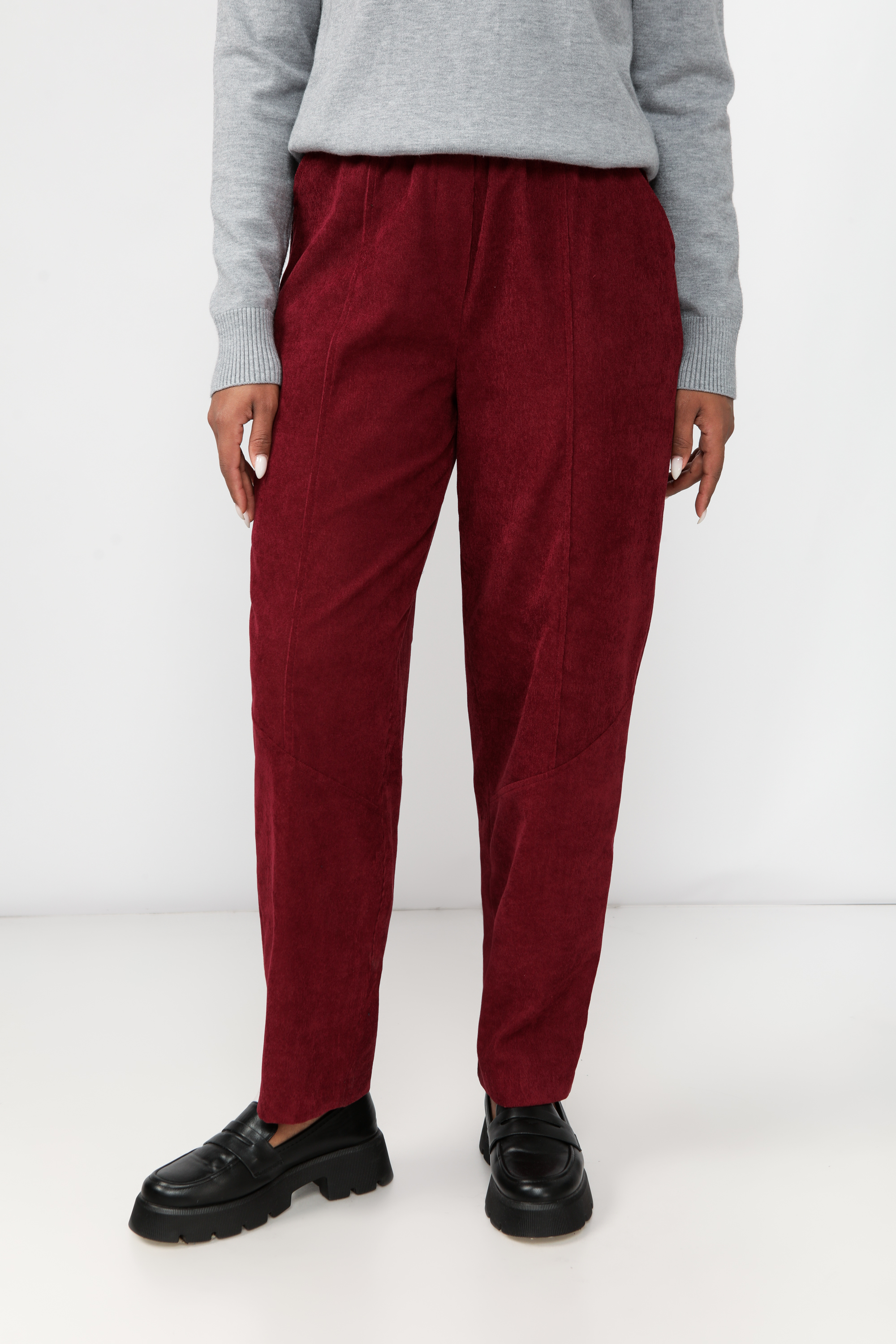 Брюки из микровельвета с рельефами