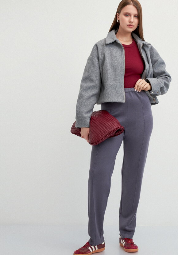 Брюки прямые зауженные книзу на резинке шир.  580, рис. 9