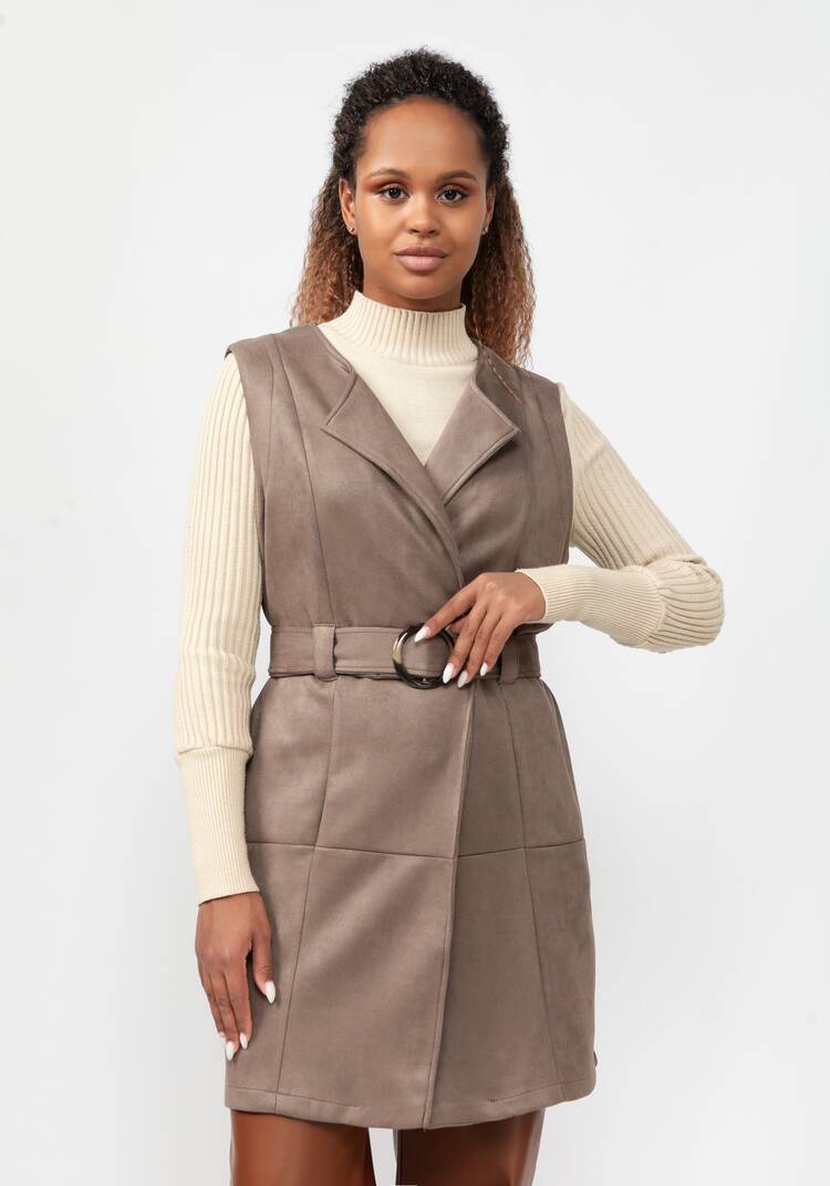 Жилет из экозамши с воротником апаш шир.  750, рис. 11