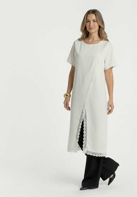 Туника из льна с кружевом Инга шир.  580, рис. 7