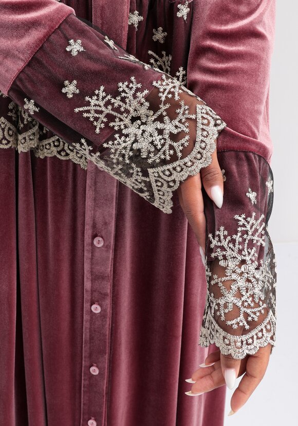 Платье бархатное с кружевом по кокетке шир.  580, рис. 6