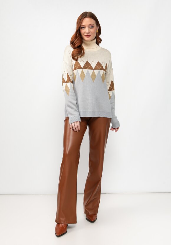 Джемпер с принтом ромб и высоким горлом шир.  580, рис. 2