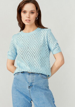 Джемпер с коротким рукавом ажурный