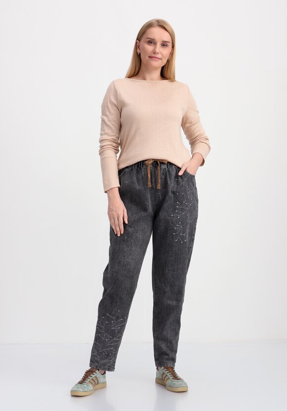 Джинсы с вышивкой Вечерняя прогулка шир.  580, рис. 8