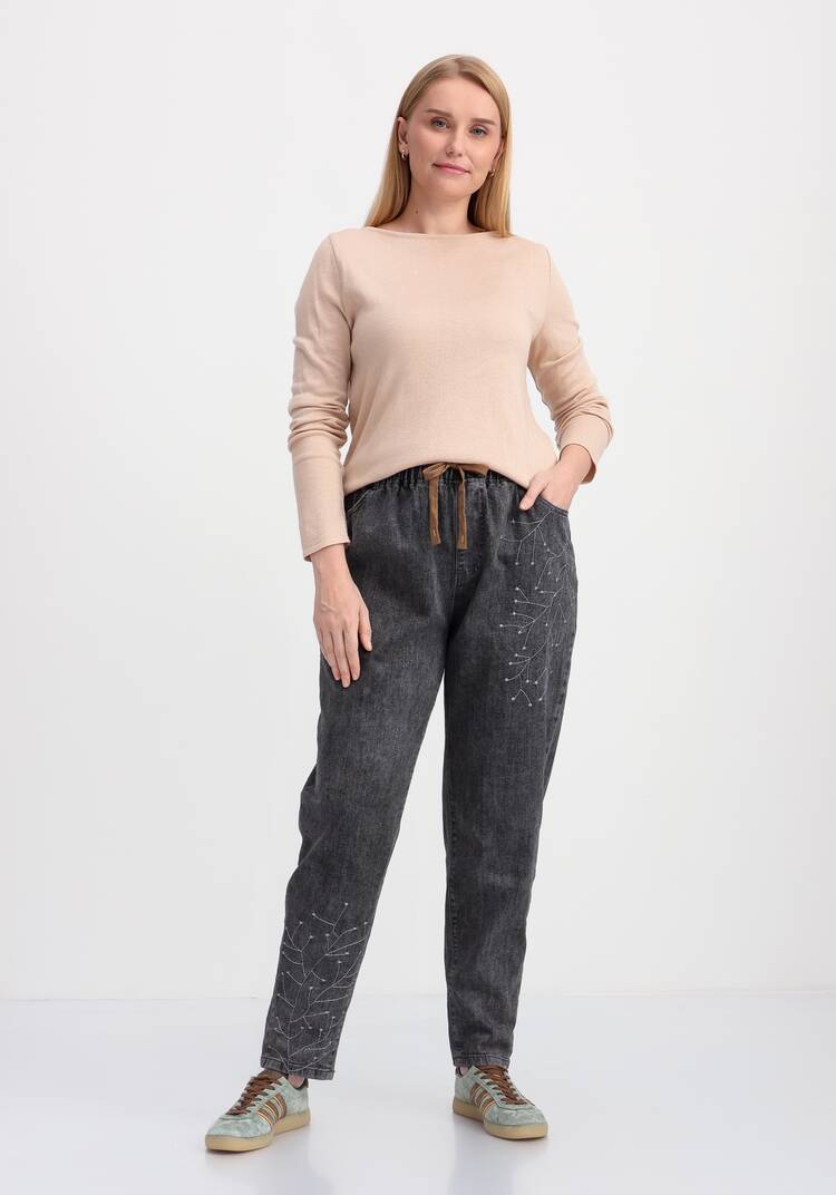 Джинсы с вышивкой Вечерняя прогулка шир.  750, рис. 8