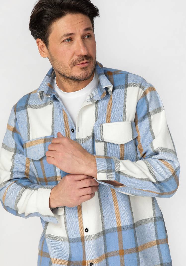 Рубашка мужская в крупную клетку шир.  750, рис. 11