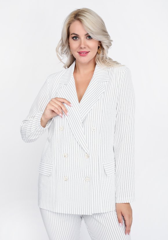 Жакет двубортный в полоску шир.  580, рис. 1