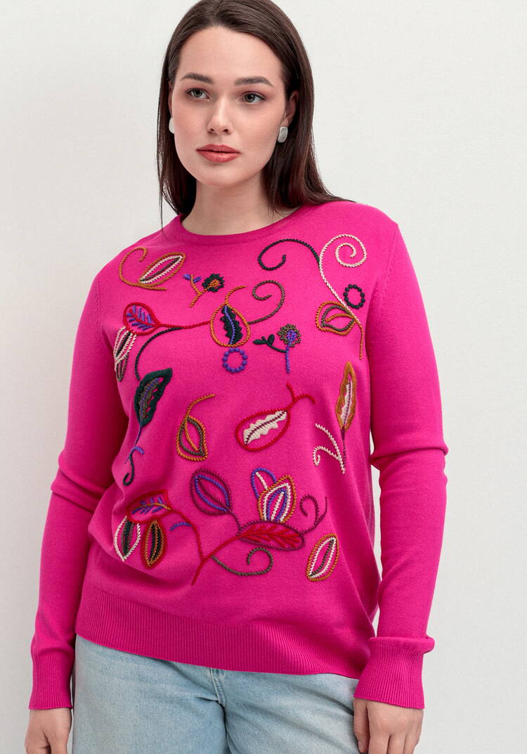 Джемпер с яркой абстрактной вышивкой шир.  750, рис. 11