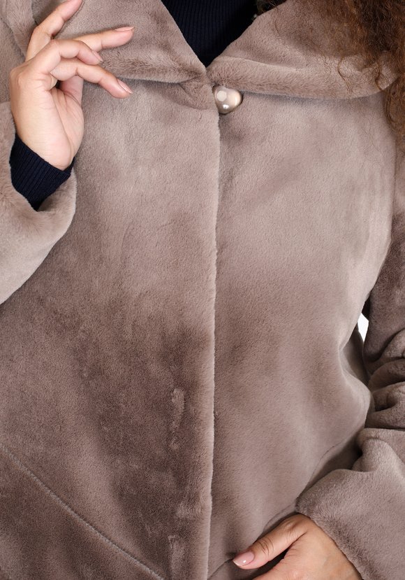 Шуба из эко норки длины миди шир.  580, рис. 8