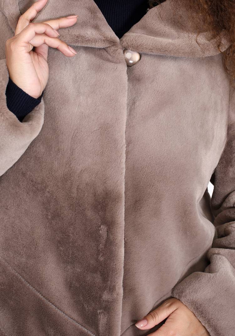 Шуба из эко норки длины миди шир.  750, рис. 8