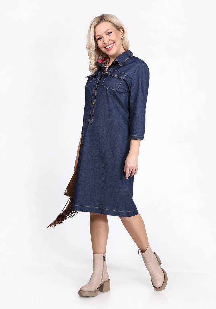 Платье из джинсовой ткани с карманами шир.  750, рис. 3