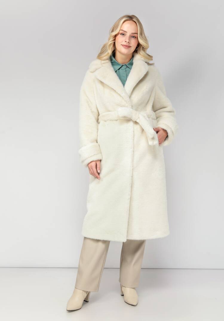 Пальто из искусственного меха с поясом шир.  750, рис. 1