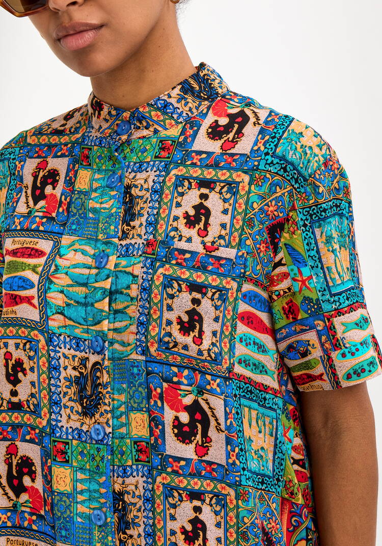 Блуза хлопковая с этническим рисунком шир.  750, рис. 5