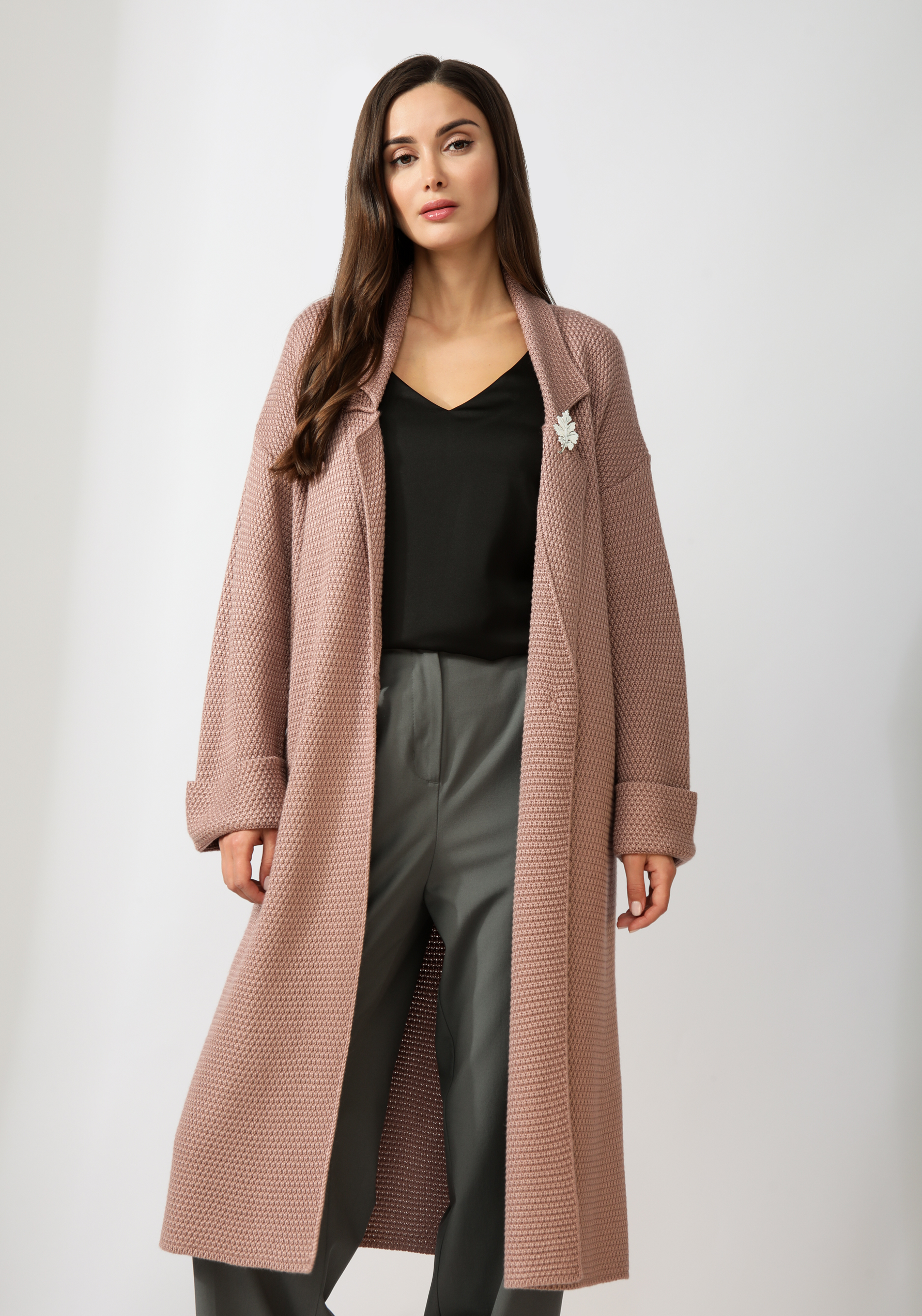 Пальто женское структурной вязки пальто рубашка