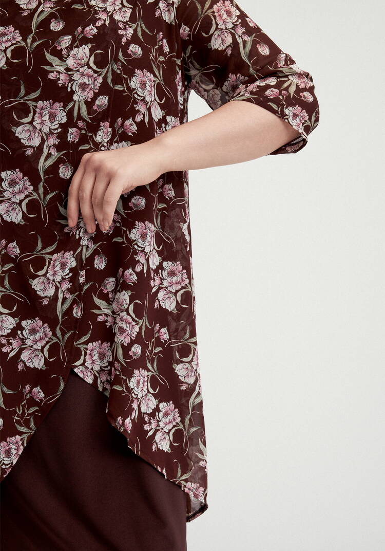 Платье в цветочный принт с шифоном шир.  750, рис. 14