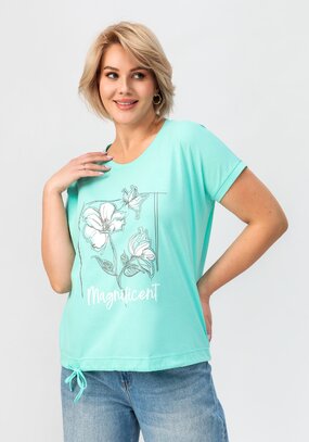 Блуза с цветочным принтом и кулиской по низу