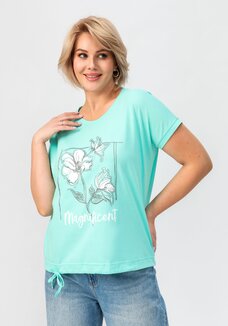 Блуза с цветочным принтом и кулиской по низу