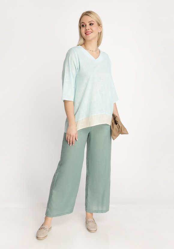 Туника свободного кроя Льняная палитра шир.  580, рис. 3