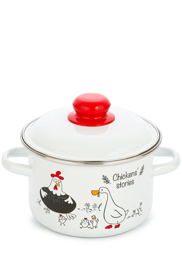 Кастрюля эмалированная Куриные истории шир.  580, рис. 1