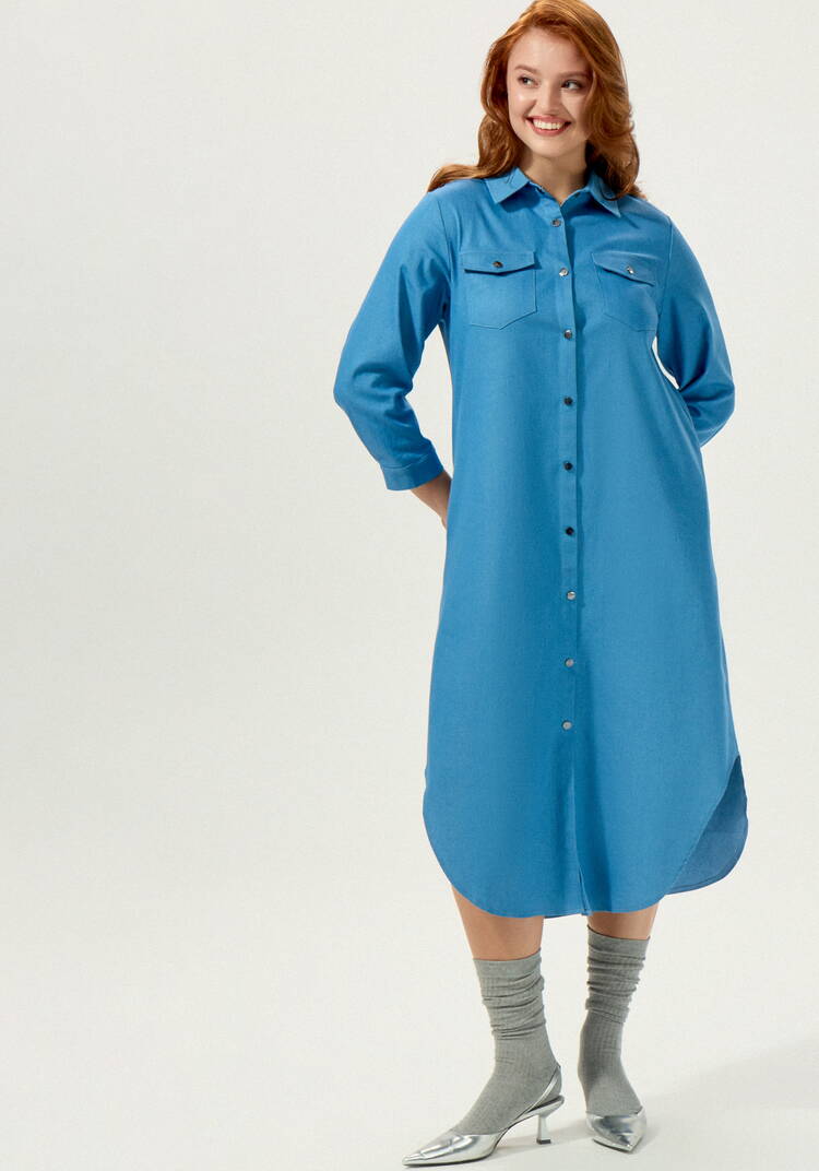 Платье-рубашка А-силуэта на кнопках шир.  750, рис. 17
