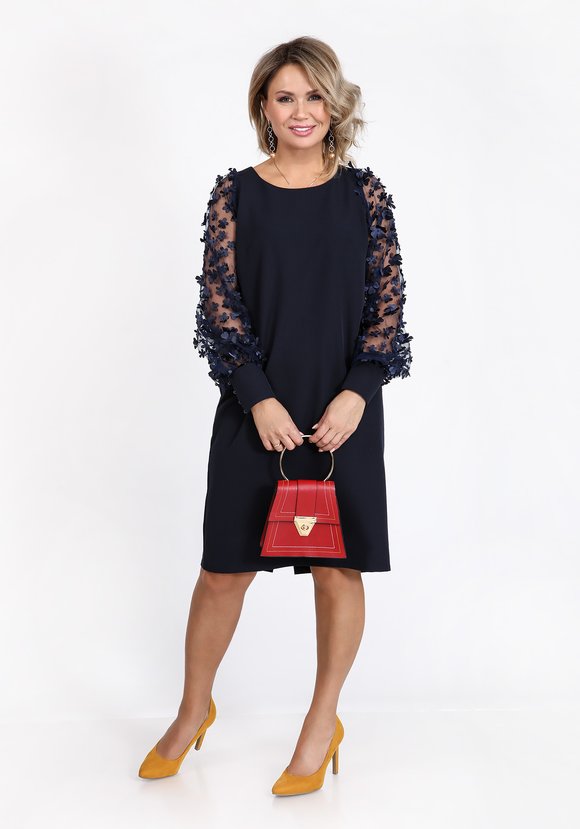 Платье коктейльное из комбинированной ткани шир.  580, рис. 6