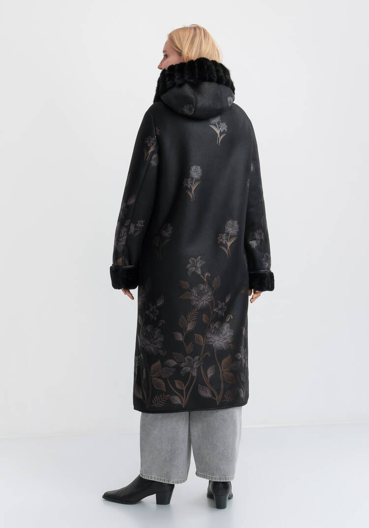 Дубленка c цветочным принтом шир.  750, рис. 3