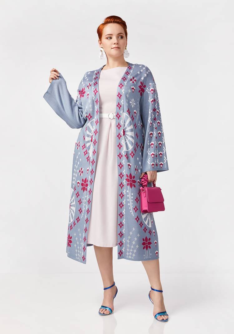 Кардиган с поясом и абстрактным рисунком шир.  750, рис. 7