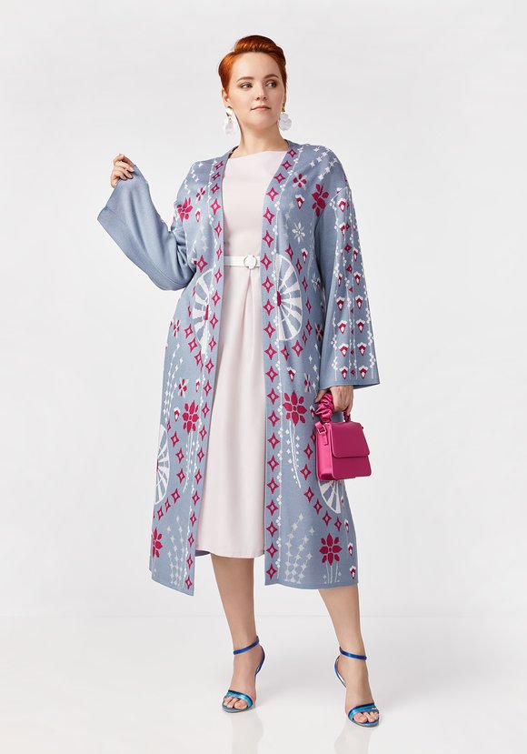 Кардиган с поясом и абстрактным рисунком шир.  580, рис. 7