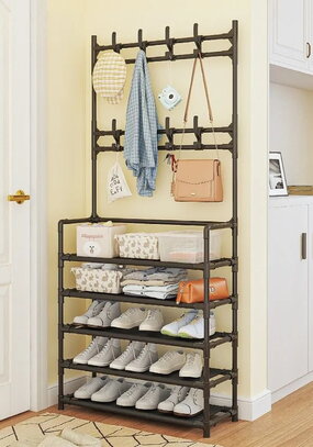 Практичная напольная обувница с вешалкой