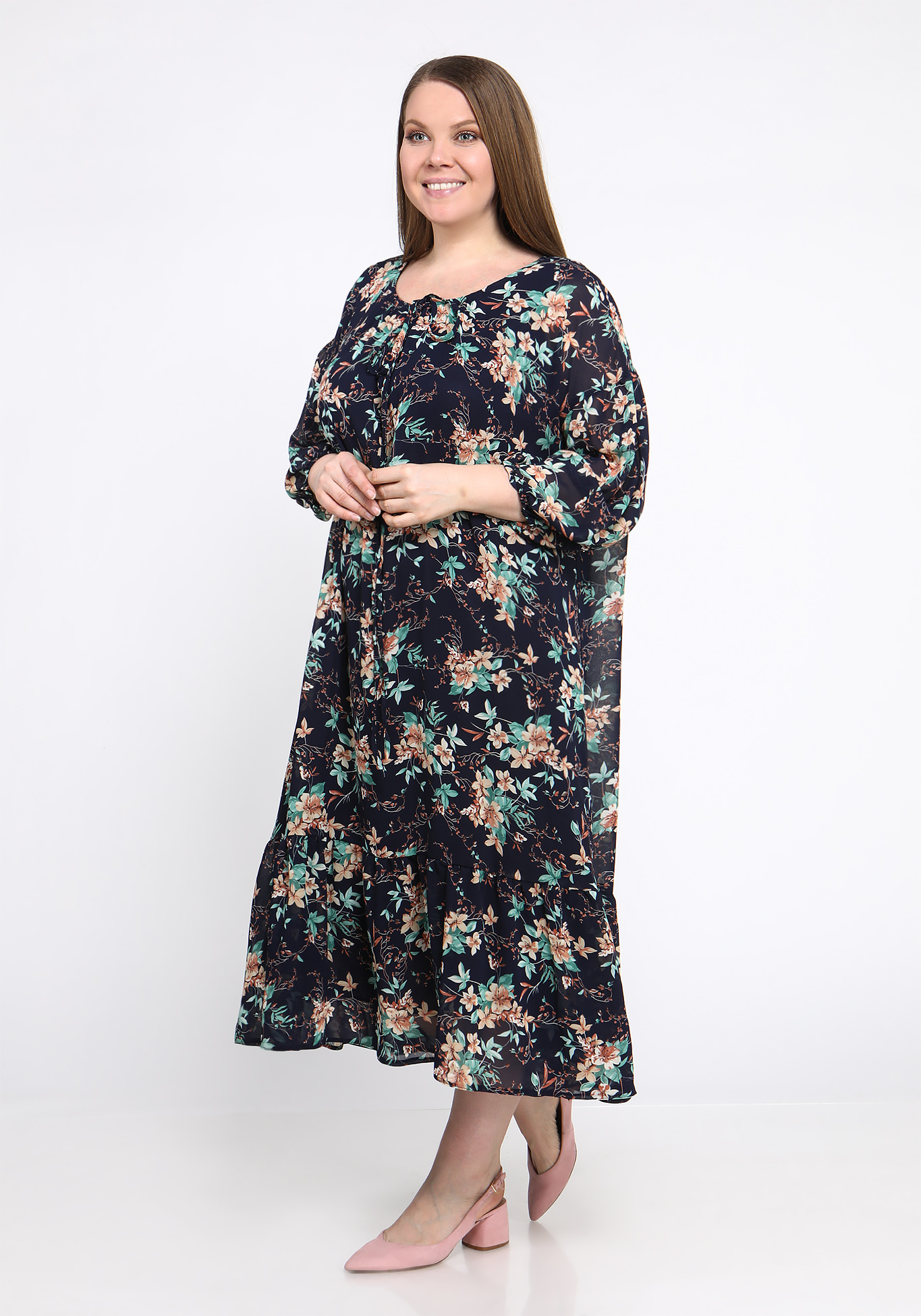 Платье с воланом и цветочным принтом Bianka Modeno, размер 50 - фото 10
